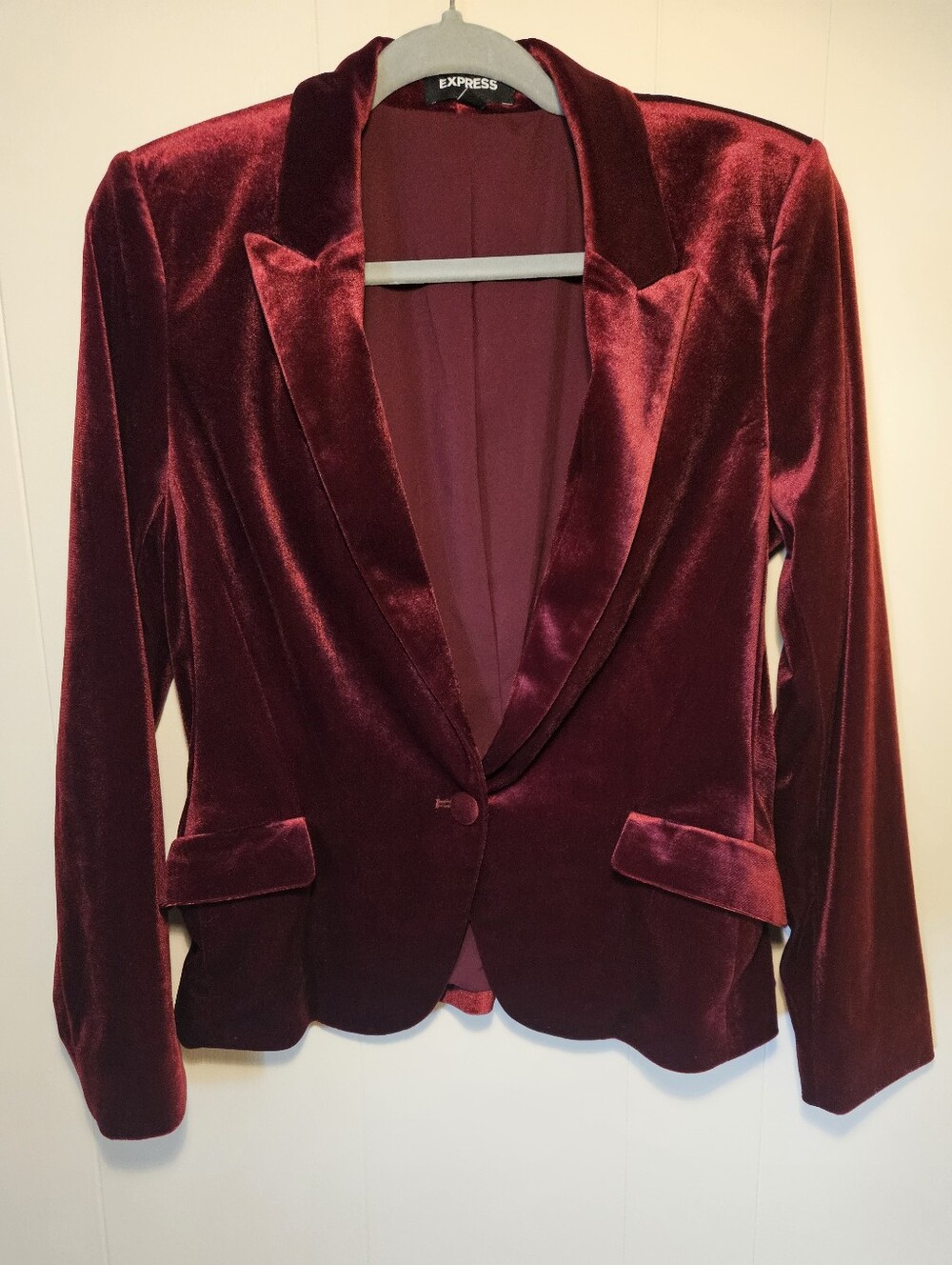Express Women's Velvet Blazer Jacket - Wine